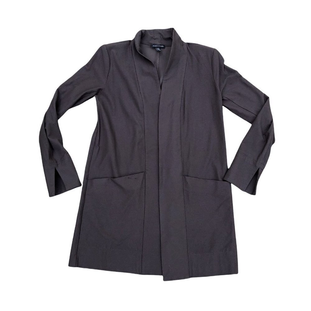 EILEEN FISHER Designer Long Cardigan Sweater Coat Women's 2XS Viscose Brown